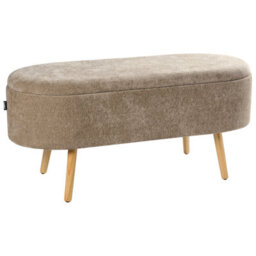 Beliani Upholstered Storage Bench Oklahoma Chenille Light Brown With Storage