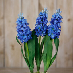 Wyld Haus Set Of 3 Blue Artificial Hyacinth Stems 440mm Silk-Effect Faux Flowers For Home Décor - thumbnail 4