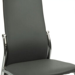PureLifestyleWonders Designer Dining Chair In Grey Faux Leather With Chrome Legs And Sides Nova - thumbnail 3