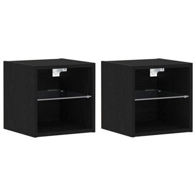 Berkfield Modern Led Tv Cabinet 2 Pcs Black Oak 30X28,5X30 Cm Engineered Wood - image 1