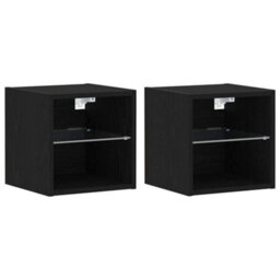 Berkfield Modern Led Tv Cabinet 2 Pcs Black Oak 30X28,5X30 Cm Engineered Wood - thumbnail 1