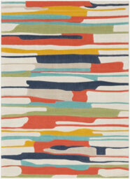 Livabliss City-Modern Orange Yellow Beige Graphic Living Dining Bedroom Rug 140 X 200 Cm Easy Care, Non Shedding - thumbnail 1