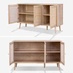 Sweeek - 120Cm Sideboard Cabinet With Wooden Effect Natural 120X39X70 Cm - Boheme - thumbnail 6
