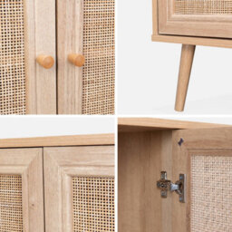 Sweeek - 120Cm Sideboard Cabinet With Wooden Effect Natural 120X39X70 Cm - Boheme - thumbnail 3