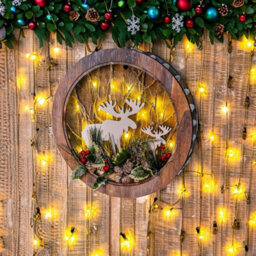 Shatchi B/o Led Wooden Reindeer Scene - Wreath Shape - D30Xw4.5 - thumbnail 6
