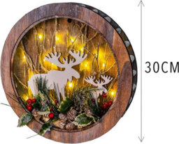 Shatchi B/o Led Wooden Reindeer Scene - Wreath Shape - D30Xw4.5 - thumbnail 7