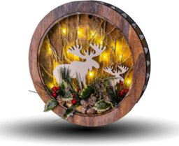 Shatchi B/o Led Wooden Reindeer Scene - Wreath Shape - D30Xw4.5 - thumbnail 2