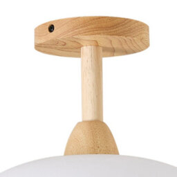 Thehotsale Modern White Semi-Hollow Glass Shade Ceiling Light With Wooden Base 30Cm Dia - thumbnail 5