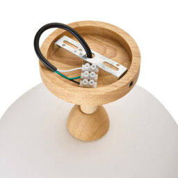 Thehotsale Modern White Semi-Hollow Glass Shade Ceiling Light With Wooden Base 30Cm Dia - thumbnail 4