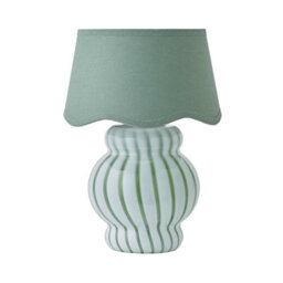 Valuelights Taffy Green Stripe Glass Table Lamp With Sage Scallop Shade - thumbnail 2