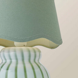 Valuelights Taffy Green Stripe Glass Table Lamp With Sage Scallop Shade - thumbnail 3