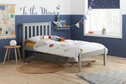 Save On Goods UK 3Ft Single Grey Painted Wood Bed Frame.wooden Shaker Style,low Footend Bedstead - thumbnail 1