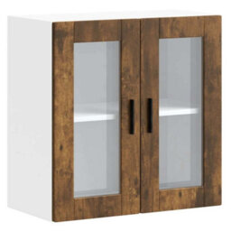 Berkfield Kitchen Wall Cabinet With Glass Door Porto Smoked Oak - thumbnail 2