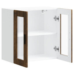 Berkfield Kitchen Wall Cabinet With Glass Door Porto Smoked Oak - thumbnail 6