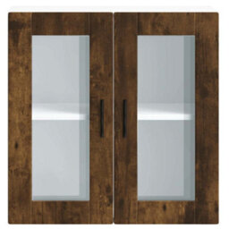 Berkfield Kitchen Wall Cabinet With Glass Door Porto Smoked Oak - thumbnail 7