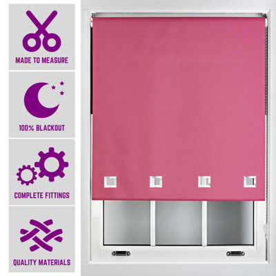 Furnished Made To Measure Blackout Roller Blinds With Big Square Eyelets - Fuchsia Pink Blind (W)120Cm (L)165Cm - image 1