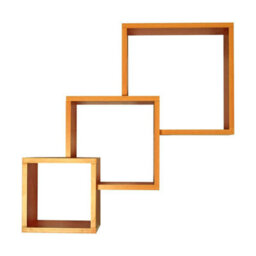 Set Of 3 Wall Rack With Paper Veneer - Connected Cube Wooden Floating Wall Mounted Shelves - thumbnail 7