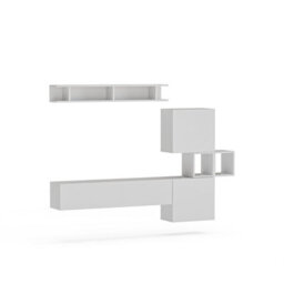 Decorotika Lisboa Moduler Modern Tv Unit Wall Mount Customizable Layout High Gloss White - thumbnail 4