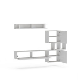 Decorotika Lisboa Moduler Modern Tv Unit Wall Mount Customizable Layout High Gloss White - thumbnail 5