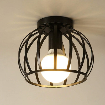 Amorly Vintage Metal Cage Lamp Shade,retro Industrial Semi Flush Mount Ceiling Light Fixture,industrial Ceiling Lamp For Loft,home Office - image 1