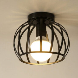 Amorly Vintage Metal Cage Lamp Shade,retro Industrial Semi Flush Mount Ceiling Light Fixture,industrial Ceiling Lamp For Loft,home Office - thumbnail 1