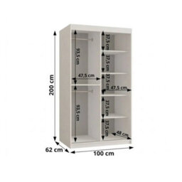Arten Almeria White 100Cm Sliding Wardrobe With Mirror And Shelves - thumbnail 3