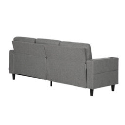 Living And Home Grey Chenille Upholstered L-Shaped 3-Seater Sectional Sofa With Footstool - thumbnail 7
