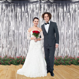 Neel Blue Christmas Tinsel Foil Fringe Curtain Backdrop Background, 1 X 2.5M, Silver - thumbnail 3