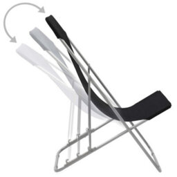 Berkfield Folding Beach Chairs 2 Pcs Steel And Oxford Fabric Black - thumbnail 5