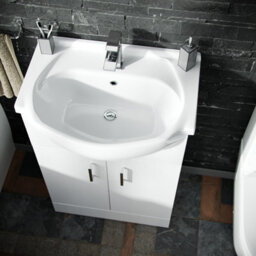 Nes Home Dyon 550mm Floorstanding Basin Vanity Unit White & Rimless Close Coupled Toilet - thumbnail 3
