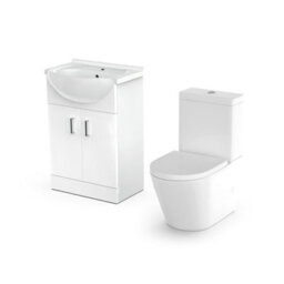 Nes Home Dyon 550mm Floorstanding Basin Vanity Unit White & Rimless Close Coupled Toilet - thumbnail 4