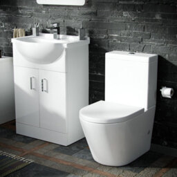 Nes Home Dyon 550mm Floorstanding Basin Vanity Unit White & Rimless Close Coupled Toilet - thumbnail 1