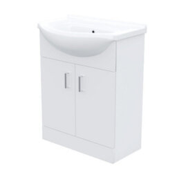 Nes Home Dyon 550mm Floorstanding Basin Vanity Unit White & Rimless Close Coupled Toilet - thumbnail 5