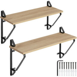 Tectake Wall Shelves Irvine - Set Of 2, Wood & Metal Look, High Load-Capacity  - Industrial Wood Light, Oak Sonoma