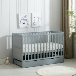 Mcc Direct Orlando Wooden Baby Cot Bed Grey With Drawer - thumbnail 2