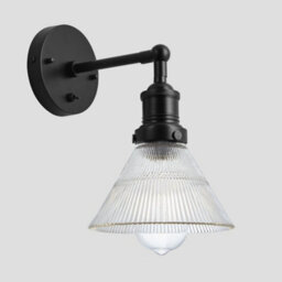 Industville Brooklyn Glass Funnel Wall Light, 7 Inch, Black Holder - thumbnail 2