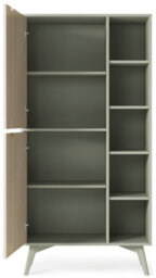 Arte Vibrant Forest Highboard Cabinet H1600mm W800mm D380mm In Green & Oak Scandi - Infuse Your Space With Freshness - thumbnail 2