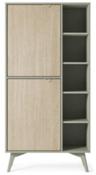 Arte Vibrant Forest Highboard Cabinet H1600mm W800mm D380mm In Green & Oak Scandi - Infuse Your Space With Freshness - thumbnail 3