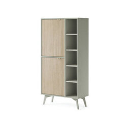 Arte Vibrant Forest Highboard Cabinet H1600mm W800mm D380mm In Green & Oak Scandi - Infuse Your Space With Freshness
