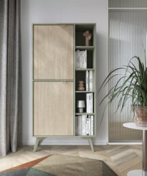 Arte Vibrant Forest Highboard Cabinet H1600mm W800mm D380mm In Green & Oak Scandi - Infuse Your Space With Freshness - thumbnail 7