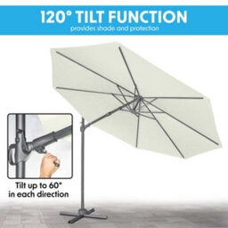 Dellonda 3M Cantilever Parasol With 360 Rotation, Tilt And Cover Cream - Dg268 - thumbnail 4