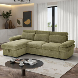 Furnishings For Less UK Blake Universal Corner 4 Seater Fabric Sofa Bed Green - thumbnail 1