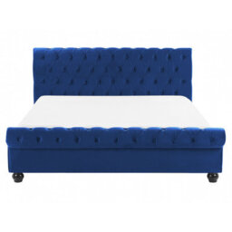Beliani Bed Velvet Avallon 160 X 200 Cm (Eu King Size) Navy Blue - thumbnail 4