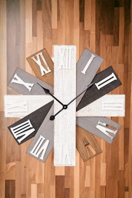 Multi Finish Wooden Plank Wall Clock 60Cm Diameter - image 1