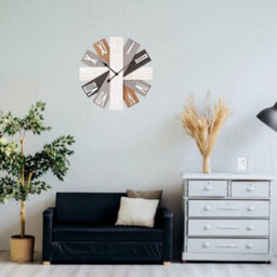 Multi Finish Wooden Plank Wall Clock 60Cm Diameter - thumbnail 2