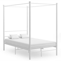 Vidaxl Bed Frame With Canopy Without Mattress White 140X200 Cm Metal - thumbnail 1