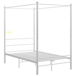 Vidaxl Bed Frame With Canopy Without Mattress White 140X200 Cm Metal - thumbnail 2