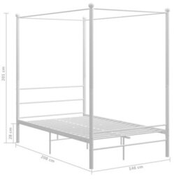 Vidaxl Bed Frame With Canopy Without Mattress White 140X200 Cm Metal - thumbnail 3