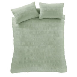 Catherine Lansfield Bedding Seersucker Embellished Duvet Cover Set With Pillowcases Sage Green - thumbnail 5