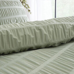 Catherine Lansfield Bedding Seersucker Embellished Duvet Cover Set With Pillowcases Sage Green - thumbnail 3